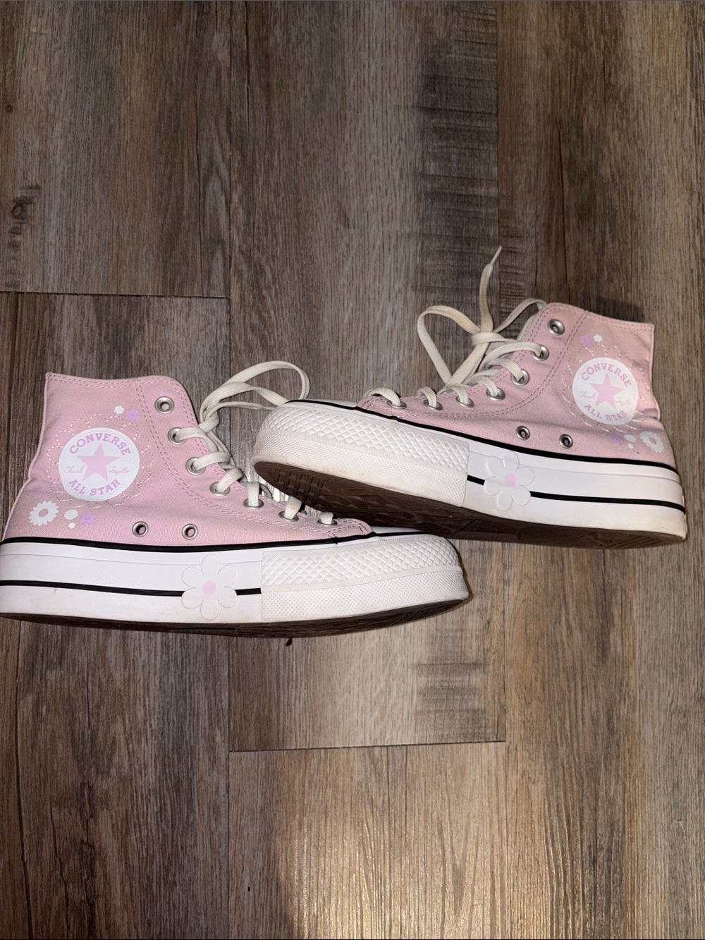 Converse Chuck Taylor All Star Pink High Top Sneakers with Floral Accents 6.5